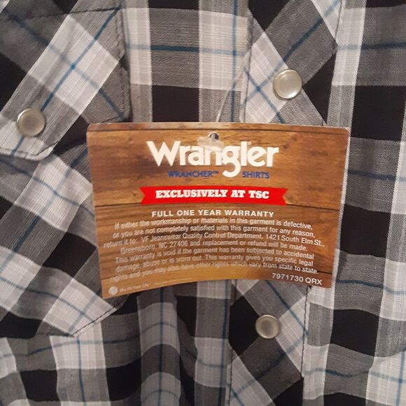 Wrangler WRancher Western Mens L Pearl Snap Short Sleeve Plaid Cowboy EUC - Picture 4 of 9